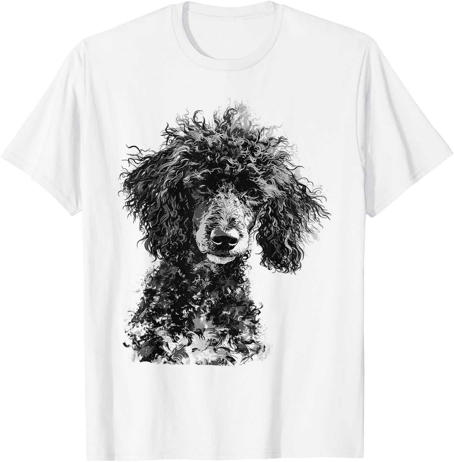 Poodle Abstract Motif Drawing Art Animal Poodle T-Shirt - T-Shirt | White