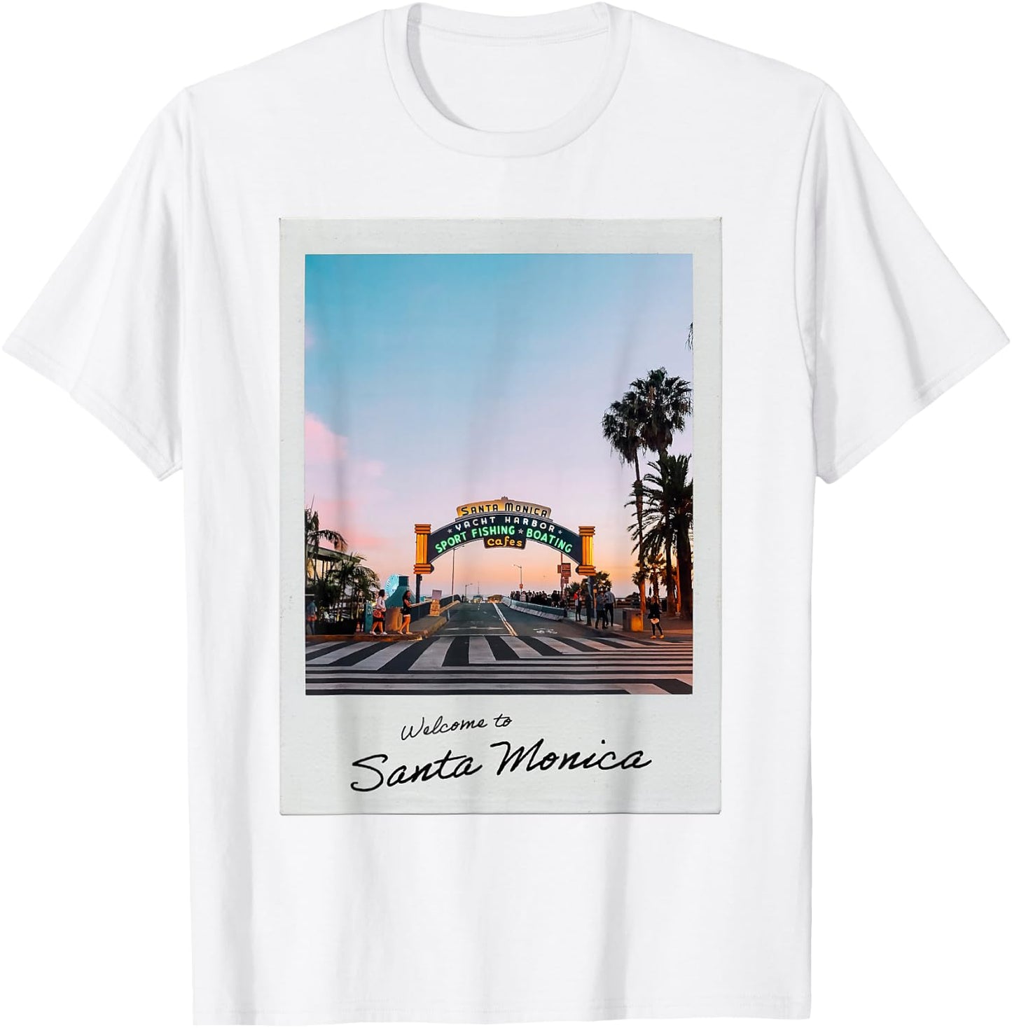 Welcome to Santa Monica Pier Aesthetic Instant Camera 35mm T-Shirt - T-Shirt | White