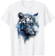 Tiger in White - Blue Eyes - Animal Art Tiger T-Shirt - T-Shirt | White