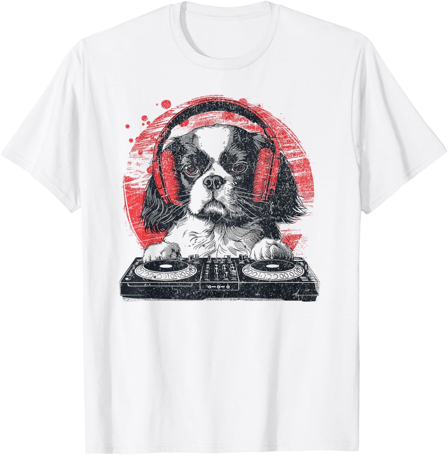 Funny Retro House DJ Cavalier King Dog Disco Headphone Tech Women T-Shirt - T-Shirt | White