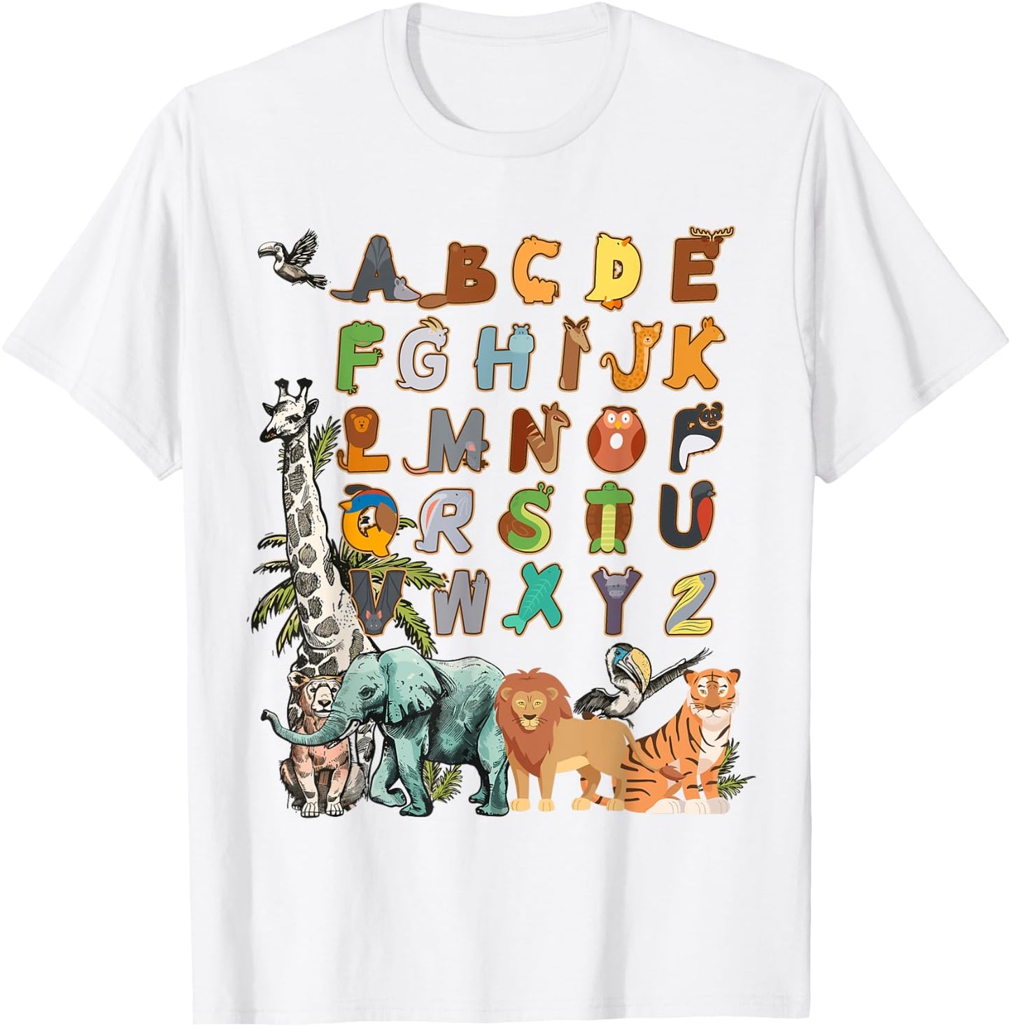 Forest Animals & Jungle Animal Idea For Kids Animal Alphabet T-Shirt - T-Shirt | White