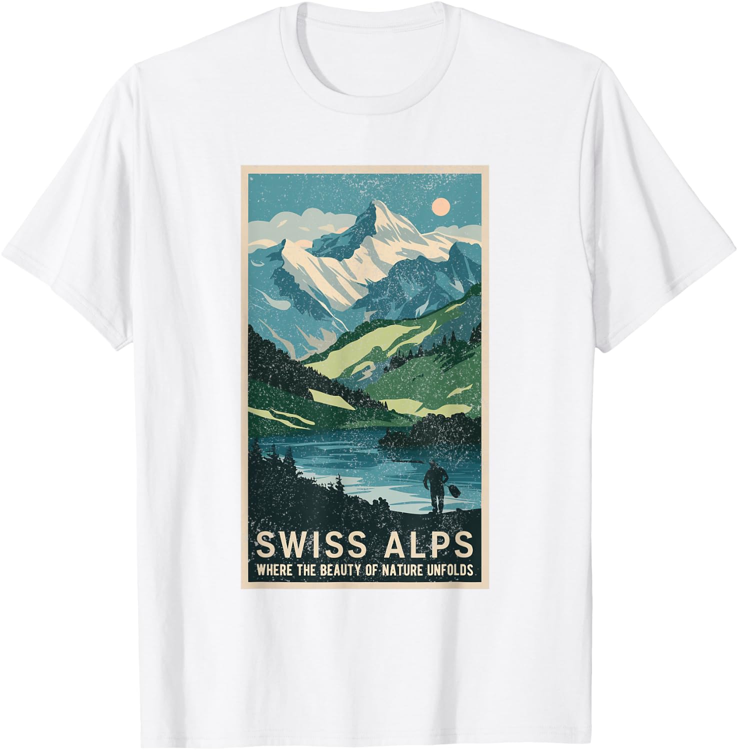 Vintage Travel Posters Swiss Alps Scenic Mountain Landscape T-Shirt - T-Shirt | White