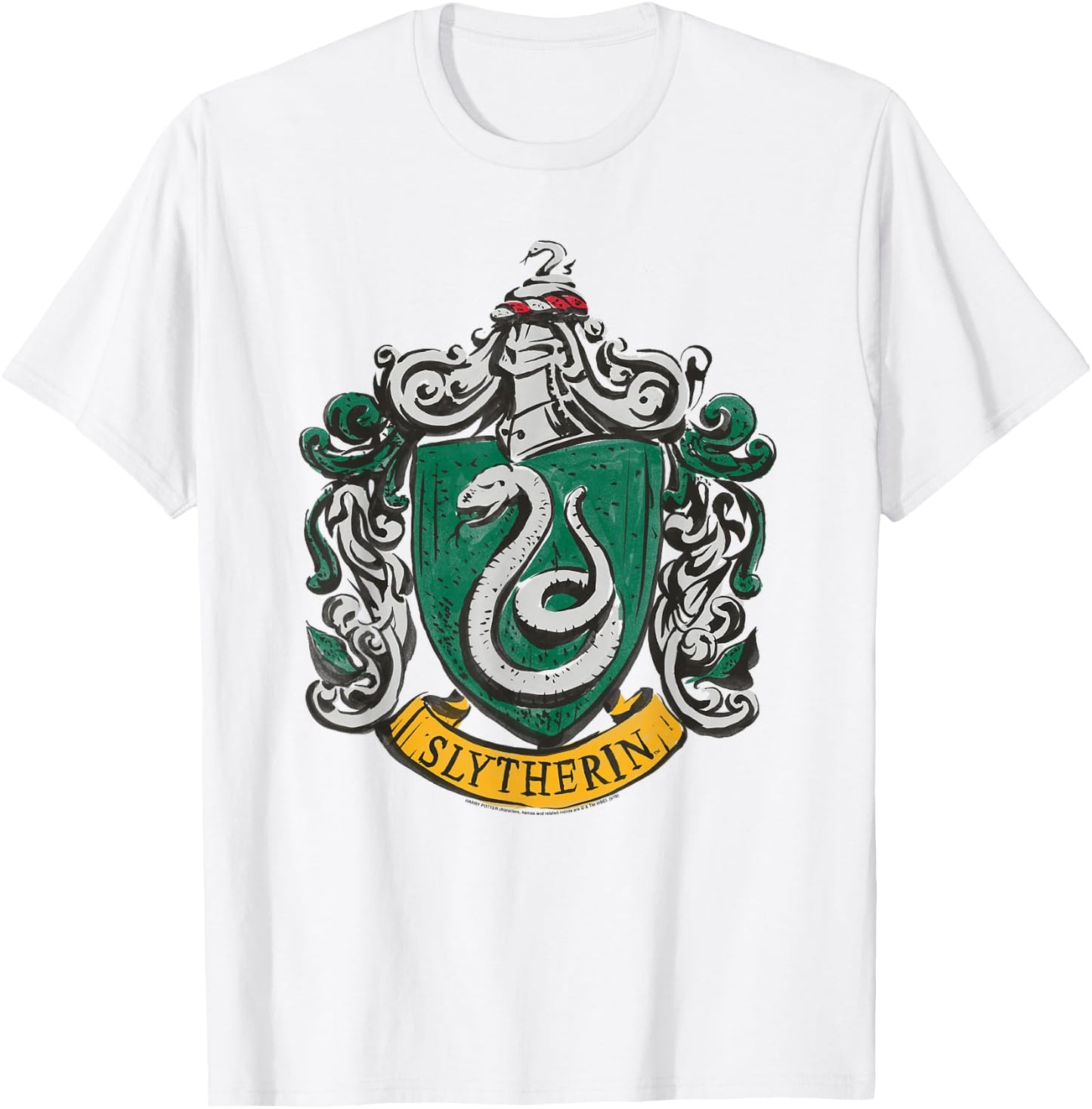 Harry Potter Drawn Slytherin Crest T-Shirt - T-Shirt | White