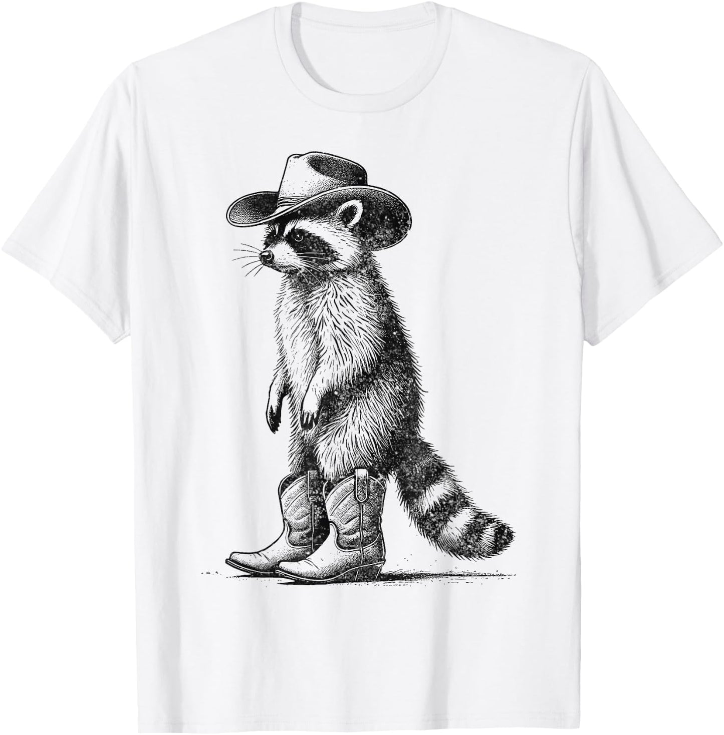 Vintage Raccoon Cowboy Cowgirl Western Country T-Shirt - T-Shirt | White