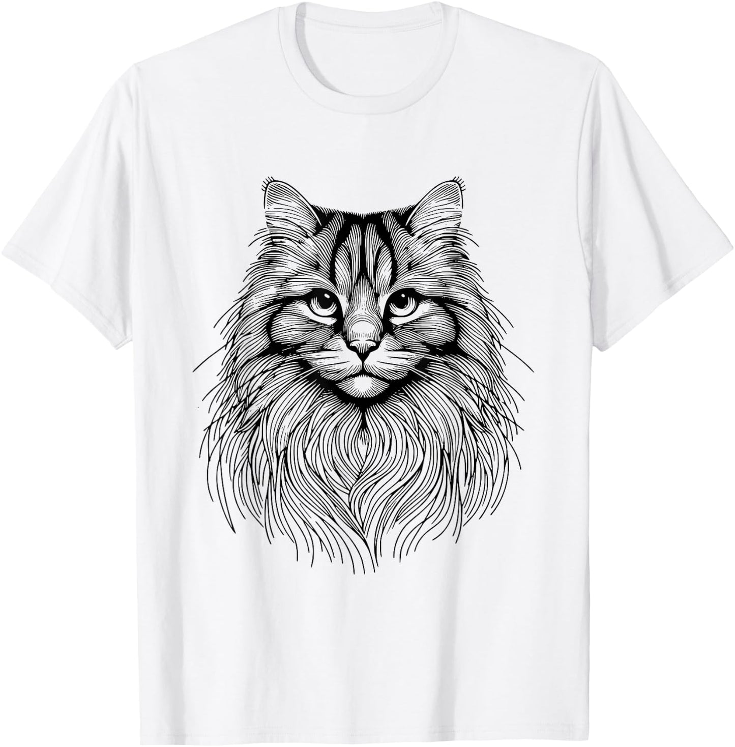 Cat Fingerprint - Siberian Forest Dad Mom Men Women T-Shirt - T-Shirt | White