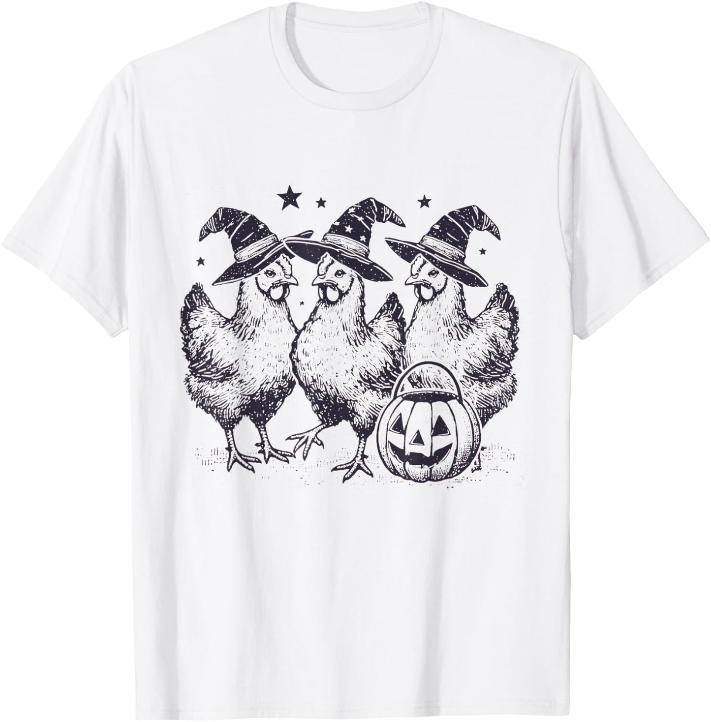 Funny Chicken Halloween Costume Spooky Season Chickens Witch T-Shirt - T-Shirt | White