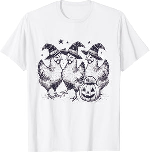 Funny Chicken Halloween Costume Spooky Season Chickens Witch T-Shirt - T-Shirt | White