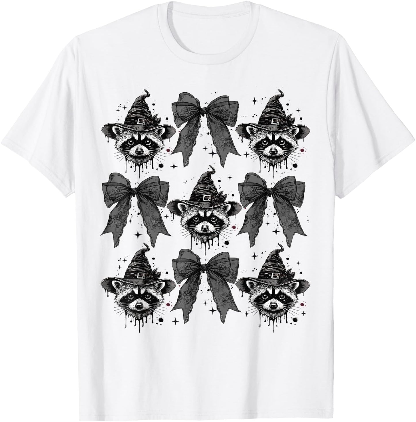 Coquette Halloween Funny Halloween Girl Coquette Raccoon T-Shirt - T-Shirt | White