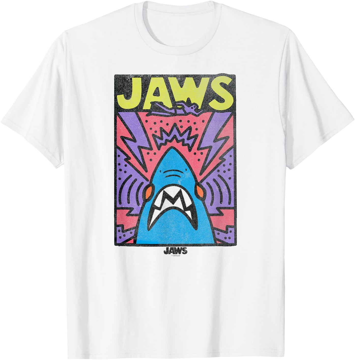 Jaws Neon Poster T-Shirt - T-Shirt | White