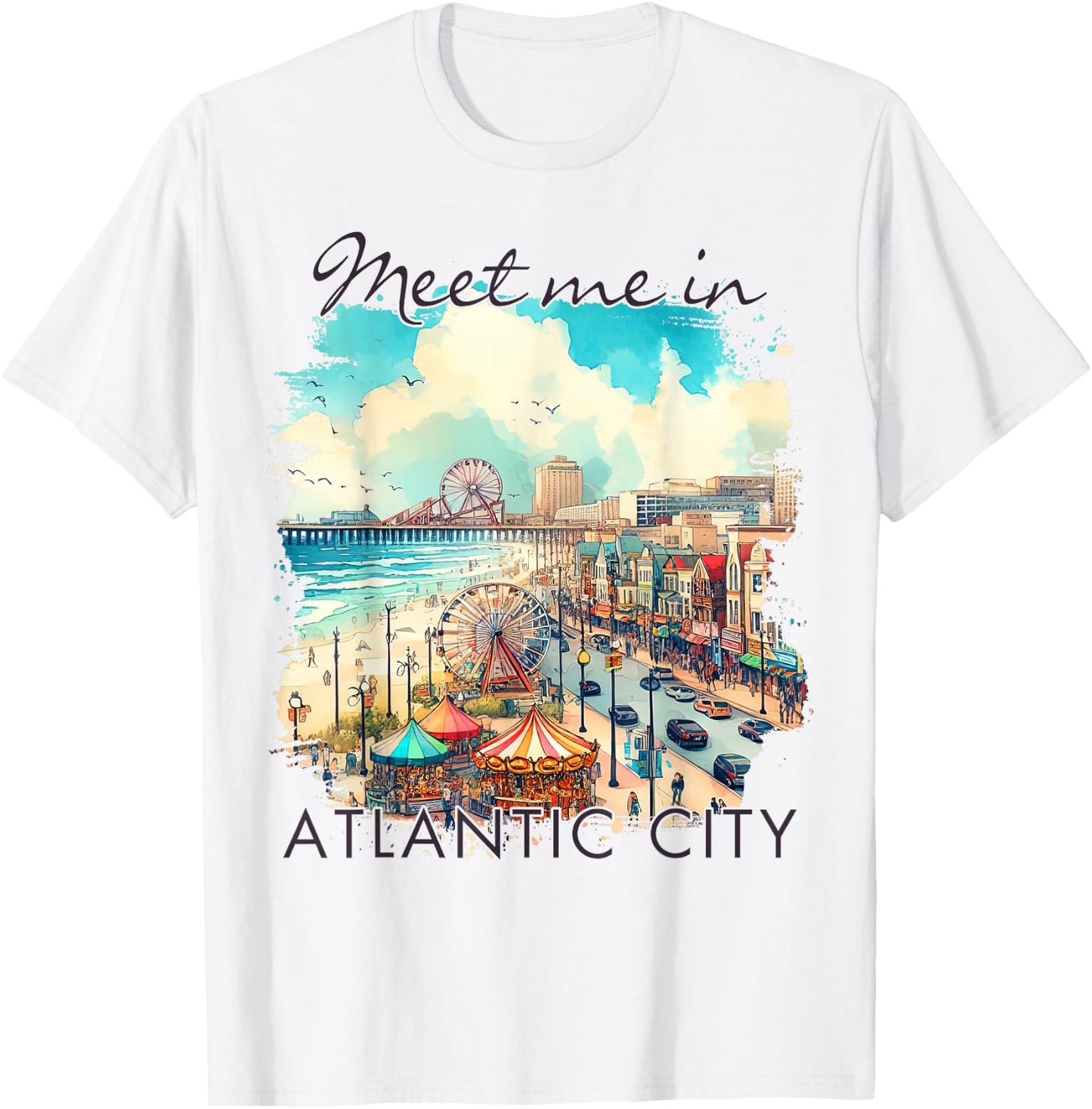 Atlantic City New Jersey Travel Trip Meet Me In Atlantic Cit T-Shirt - T-Shirt | White