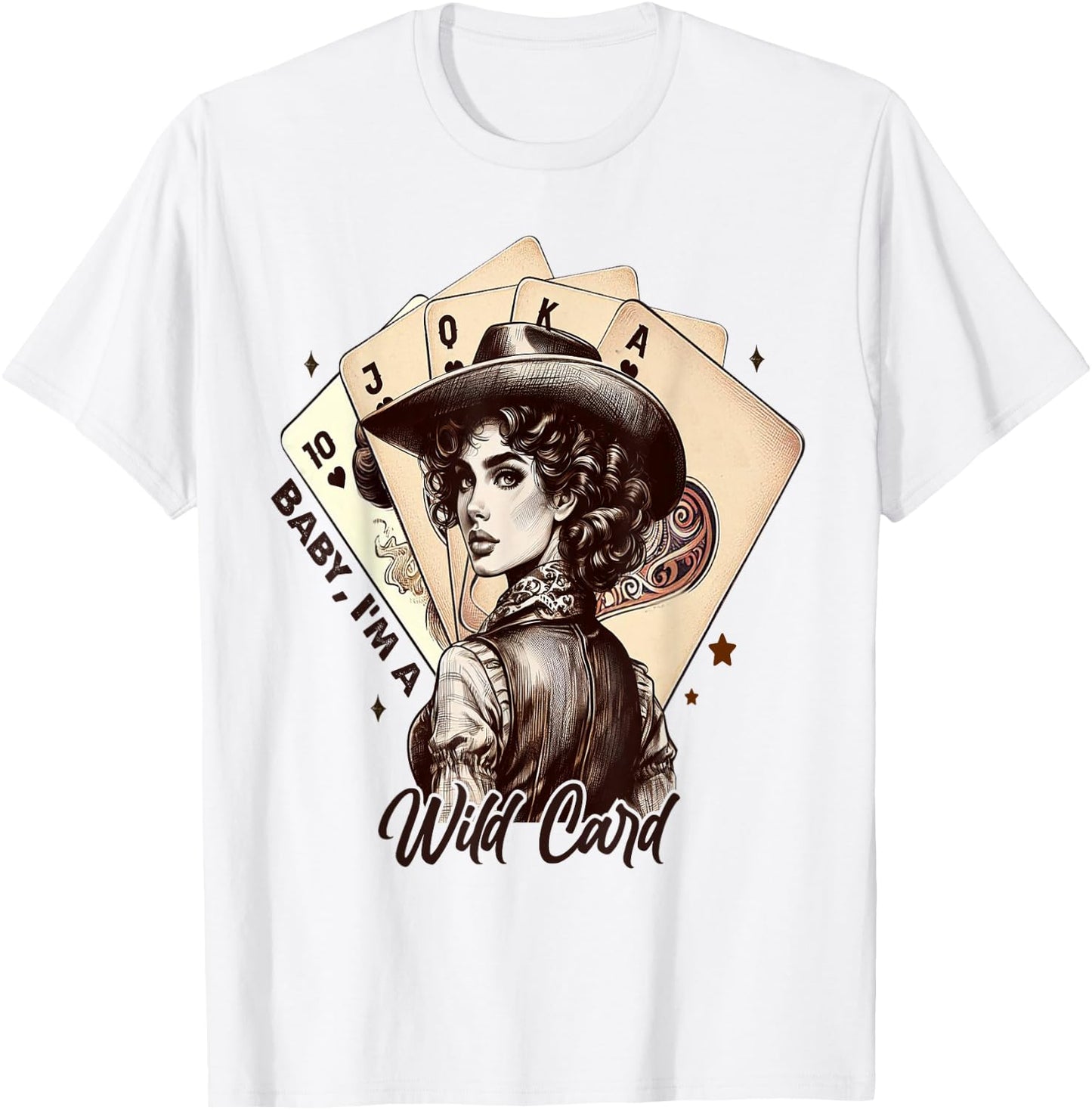 Cowgirl Poker Cards Wild Card Retro Southern Cowgirl Women T-Shirt - T-Shirt | White