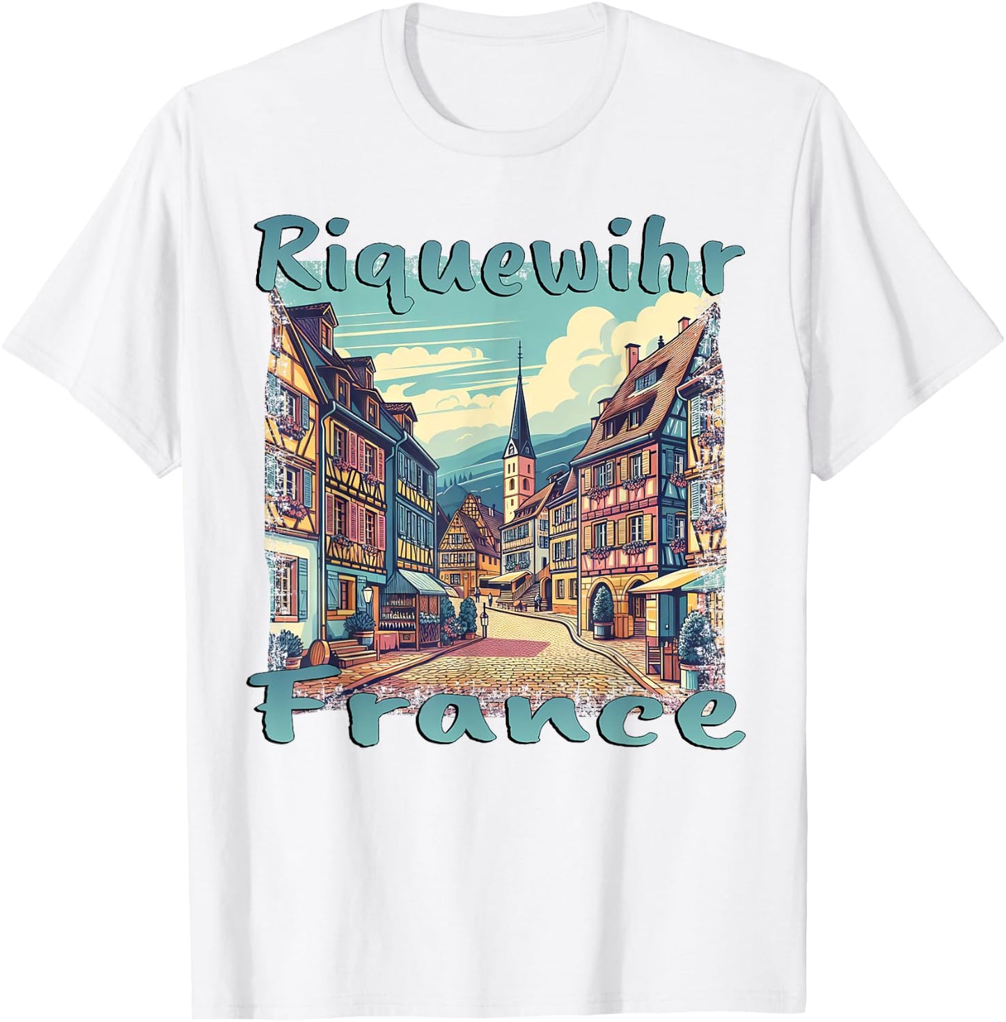 Riquewihr France Holiday Design Town T-Shirt - T-Shirt | White