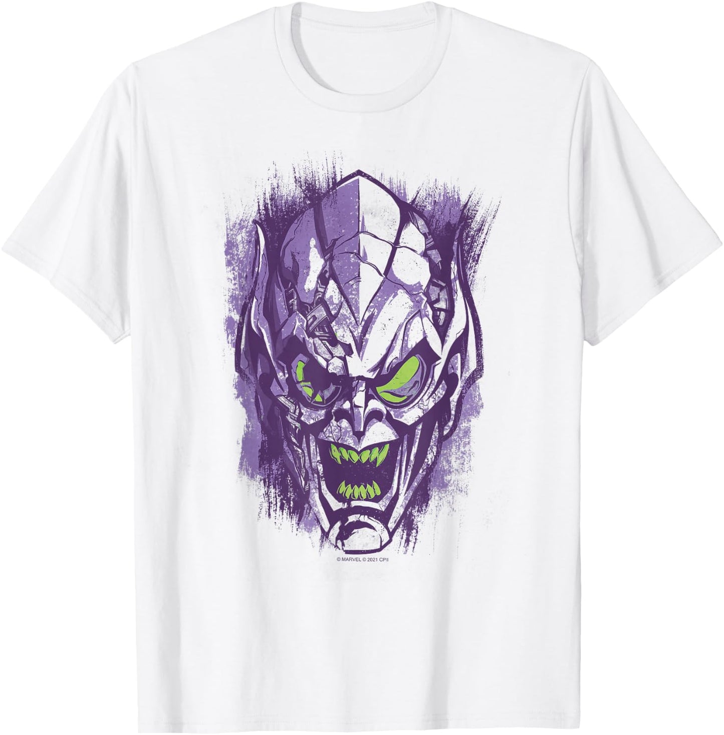 Marvel Spider-Man: No Way Home Green Goblin Face Green T-Shirt - T-Shirt | White