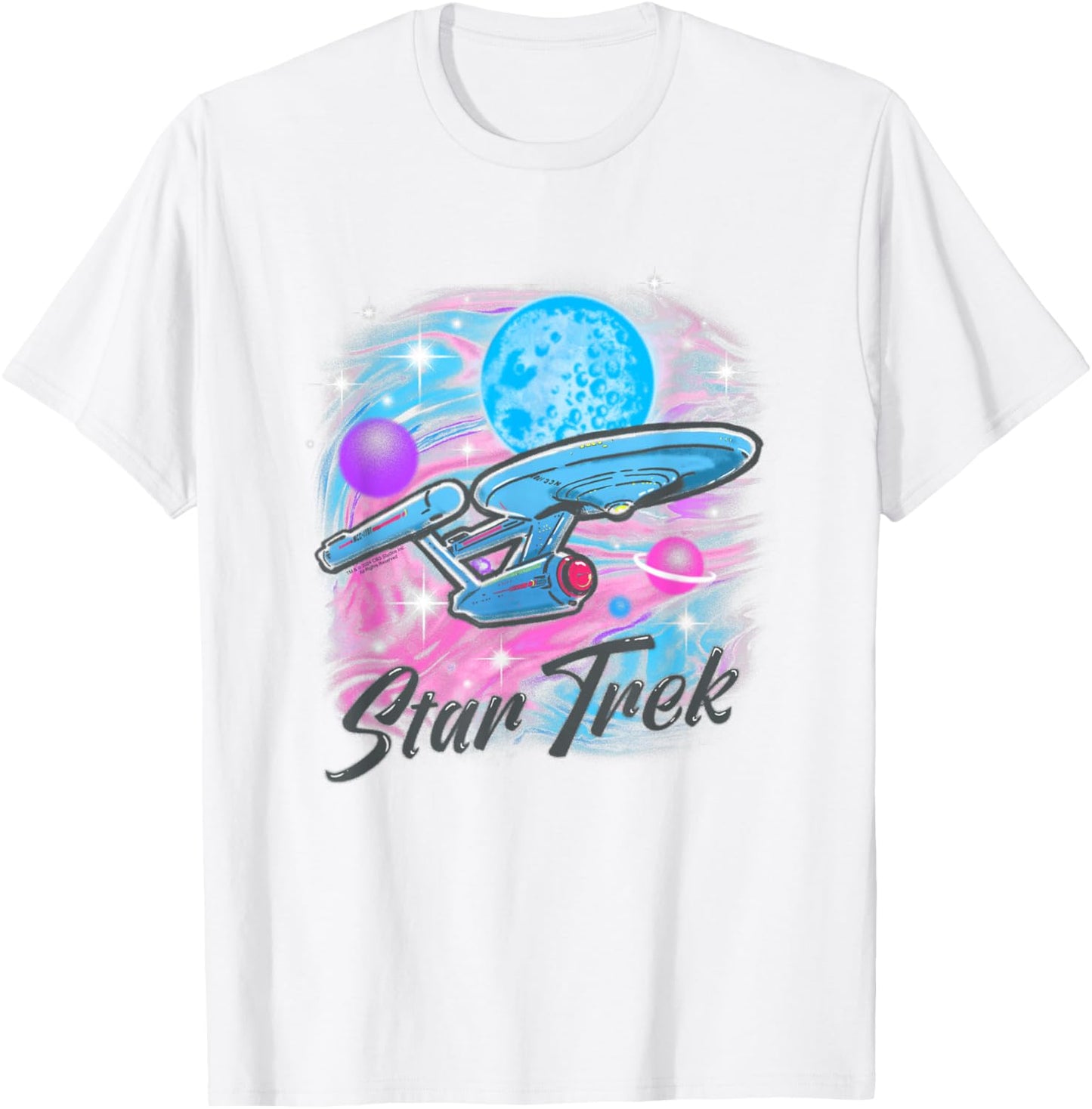 Star Trek: The Original Series Retro Airbrush Enterprise T-Shirt - T-Shirt | White