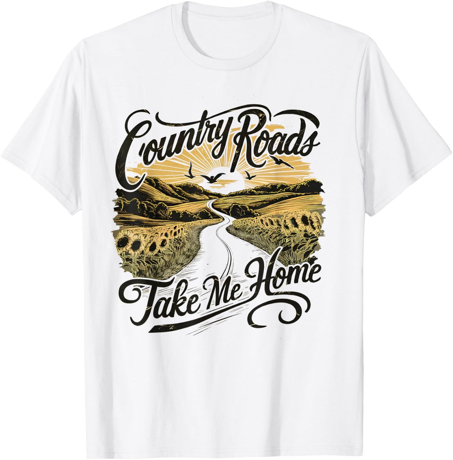 Camping Hiking Mountain Country Roads Take Me Home T-Shirt - T-Shirt | White
