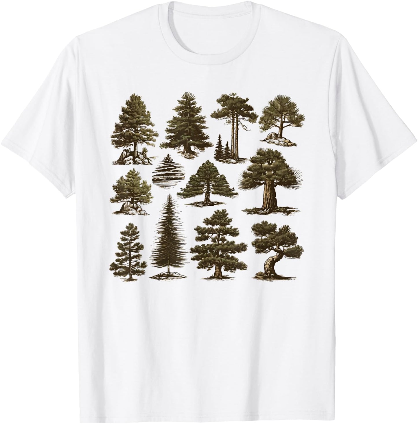 Retro Pine Tree Vintage Collage T-Shirt - T-Shirt | White