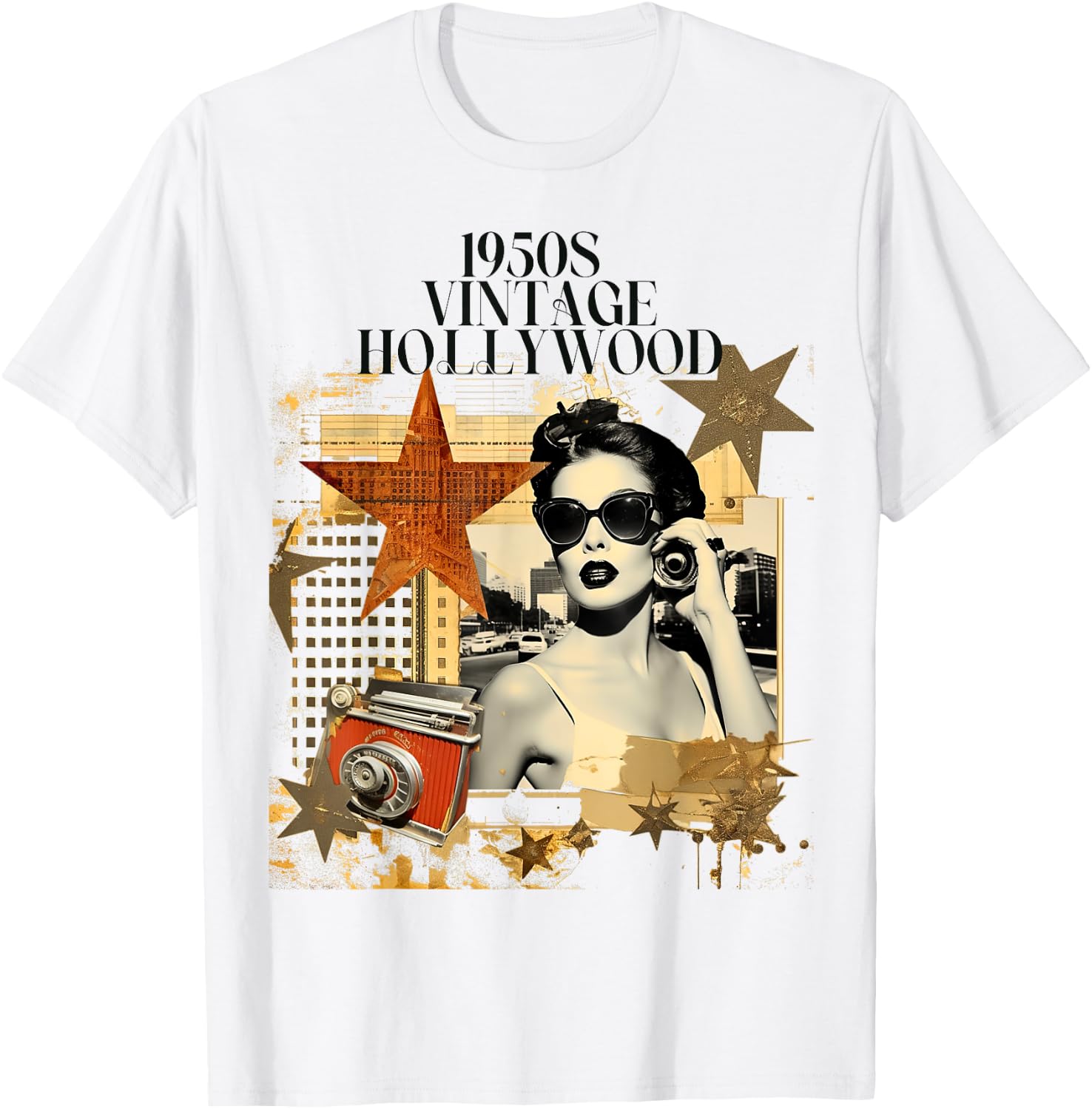 Retro Vintage Hollywood California Design T-Shirt - T-Shirt | White