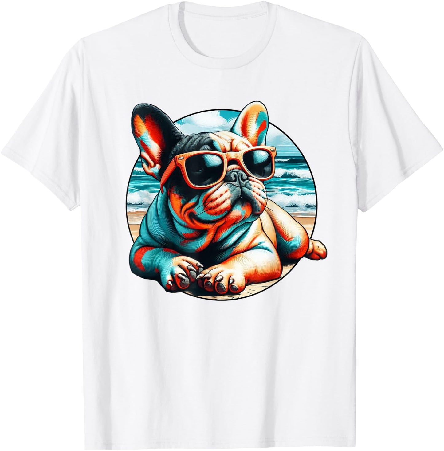 Frenchie Beach Bum - Gift French Bulldog Owner Graphic Men Women Girls Kids T-Shirt - T-Shirt | White