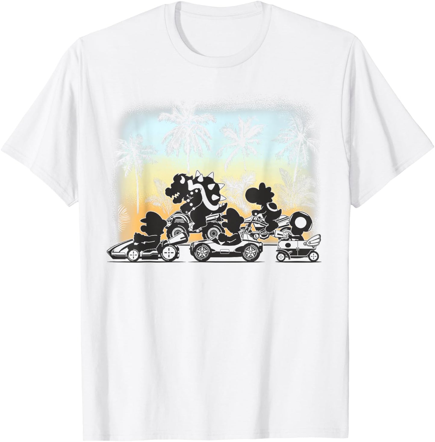 Mario Kart Tropical Silhouette Racers T-Shirt - T-Shirt | White