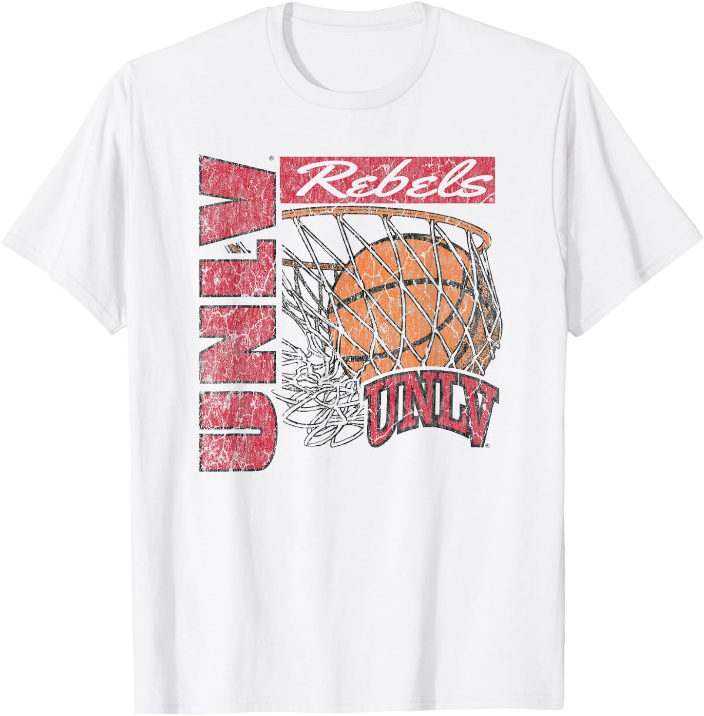 UNLV Rebels Vintage Basketball 90's White T-Shirt - T-Shirt | White