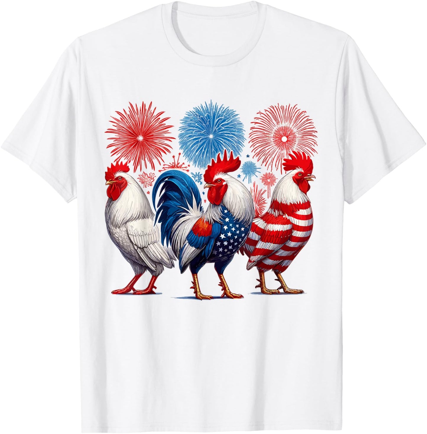 Chicken USA Flag Patriotic Chicken 4th of July T-Shirt - T-Shirt | White