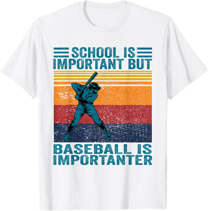 School Is Important But Baseball Is Important Baseball T-Shirt - T-Shirt | White