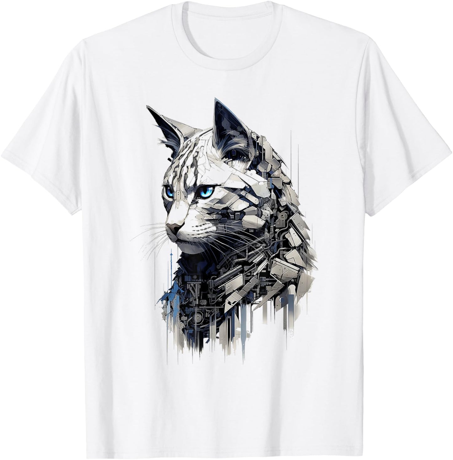 Cat Abstract Pet Drawing Artwork Animal Cat Women Kids T-Shirt - T-Shirt | White