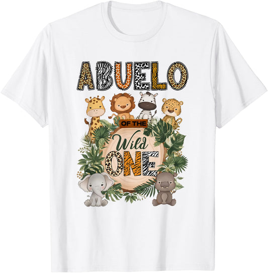 Abuelo of The Wild One 1St Birthday Kids Safari Jungle T-Shirt - T-Shirt | White