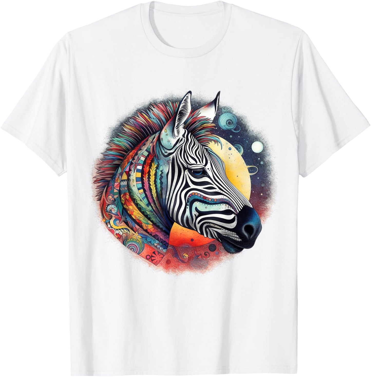 Zebra Colourful Art Animal Zoo Zebra T-Shirt - T-Shirt | White