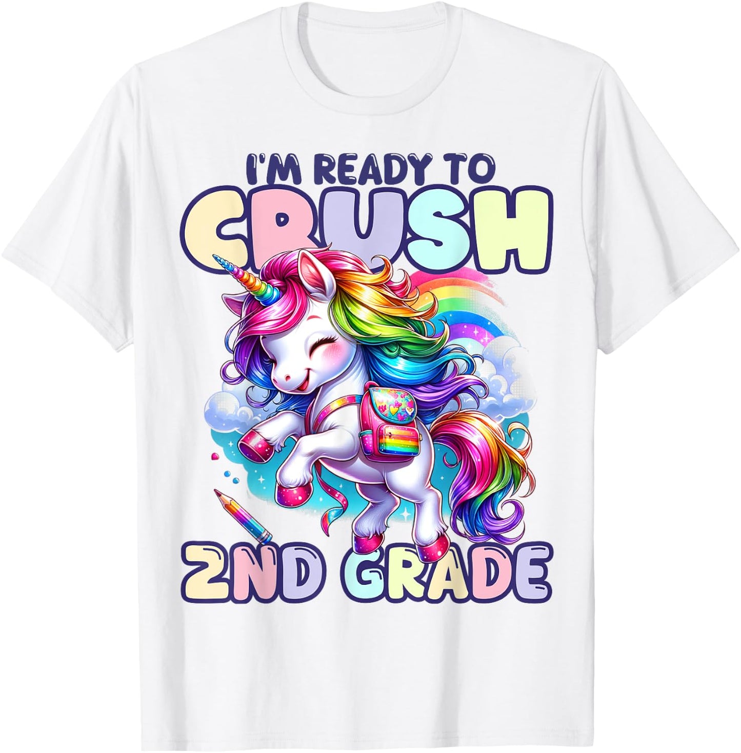 Crush 2nd Grade Girls Back to School Unicorn First Day Cute T-Shirt - T-Shirt | White