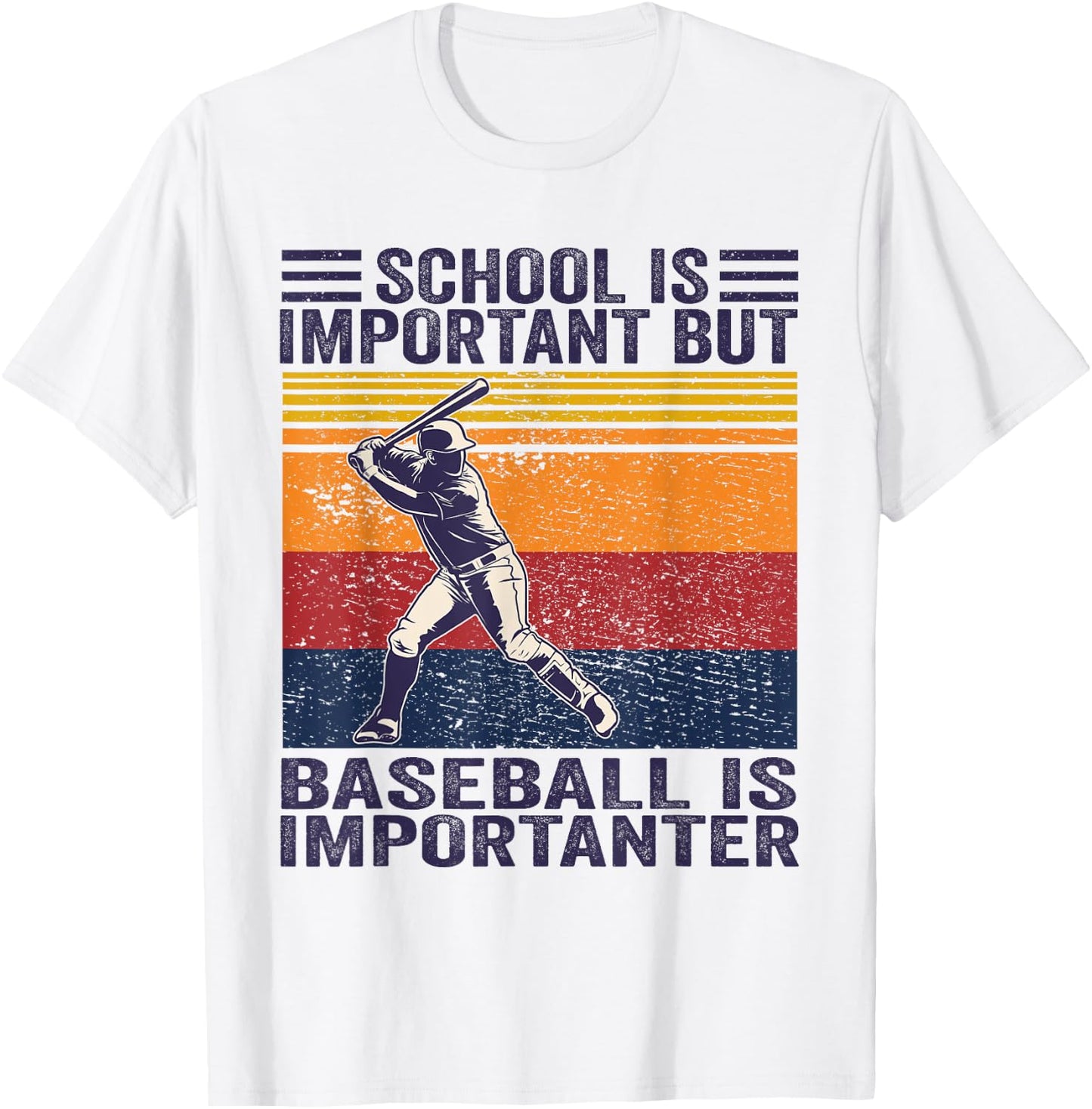 School Is Important But Baseball Is Importanter Baseball T-Shirt - T-Shirt | White