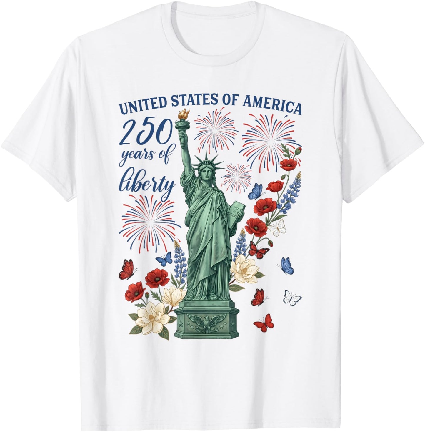 Liberty 250th Anniversary USA 4th of July 250 Years America T-Shirt - T-Shirt | White