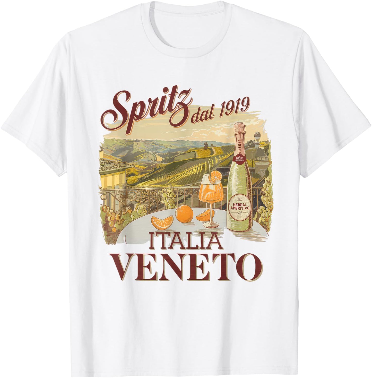 Spritz Veneto Italia Vintage Orange Wine Cocktail T-Shirt - T-Shirt | White