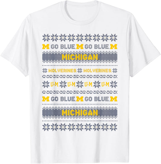 University of Michigan Wolverines U of M Ugly Christmas T-Shirt - T-Shirt | White