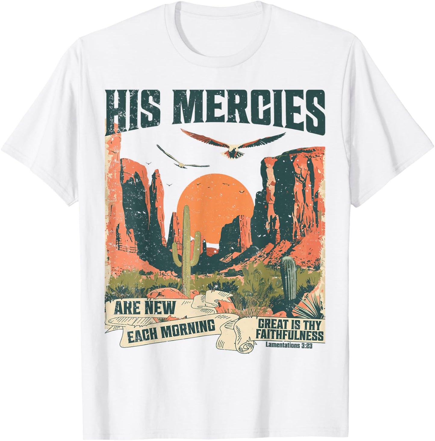 Boho Christian Verse Jesus Faith Based His Mercies Are New T-Shirt - T-Shirt | White