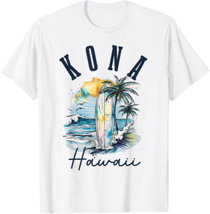 Kona Hawaii Hawaiian Surf Vintage Surfer Surfer T-Shirt - T-Shirt | White