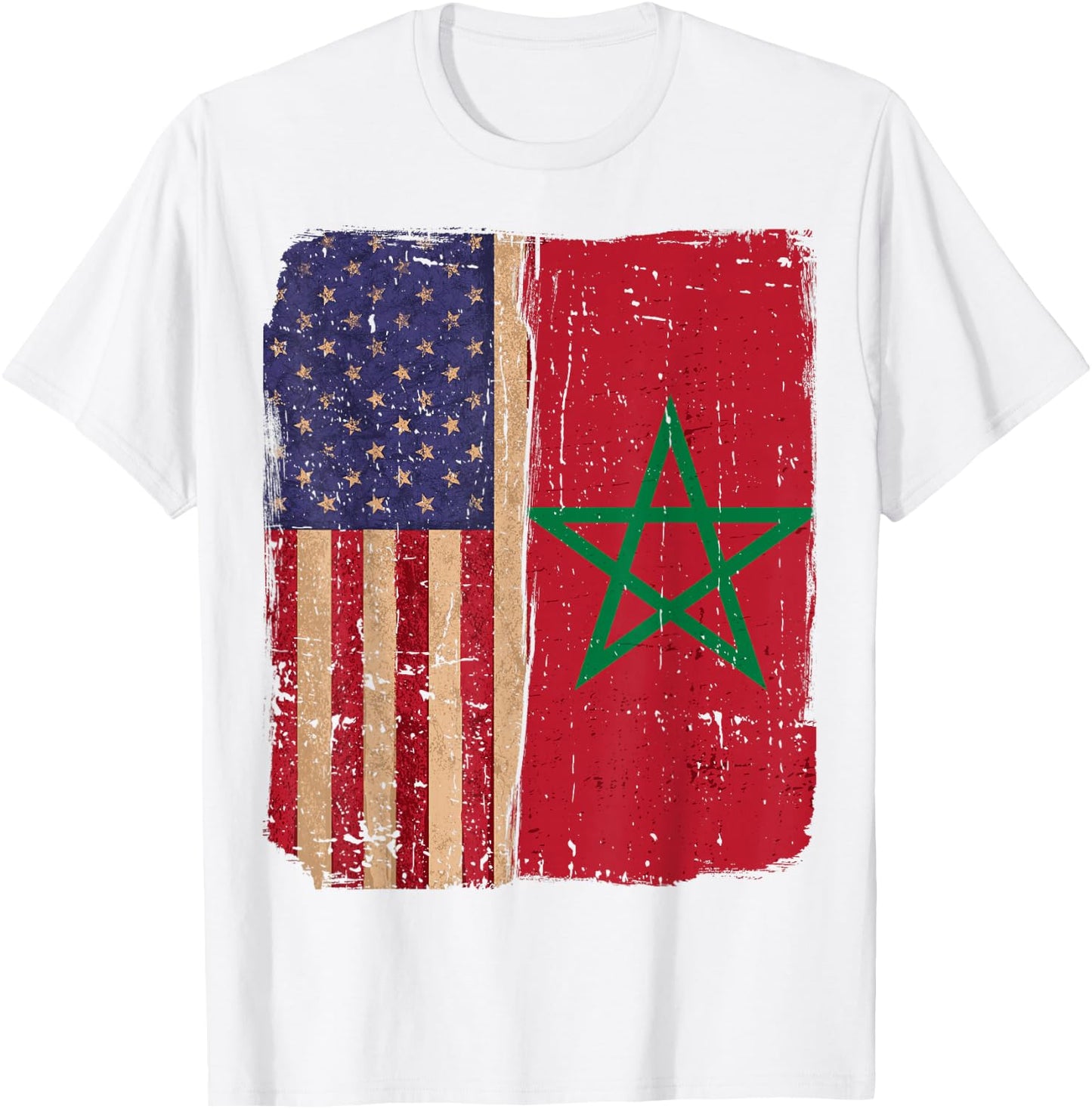 Morocco and America USA Flag Roots Half Moroccan American T-Shirt - T-Shirt | White