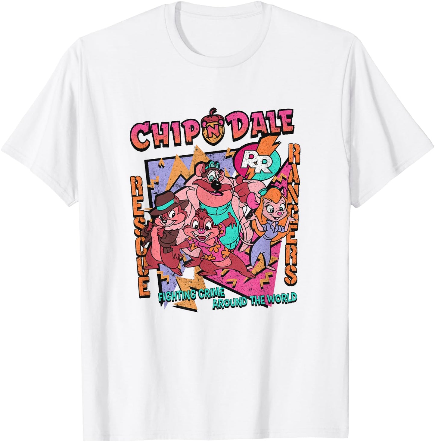 Disney Chip 'n' Dale Rescue Rangers Group Shot Retro Logo T-Shirt - T-Shirt | White