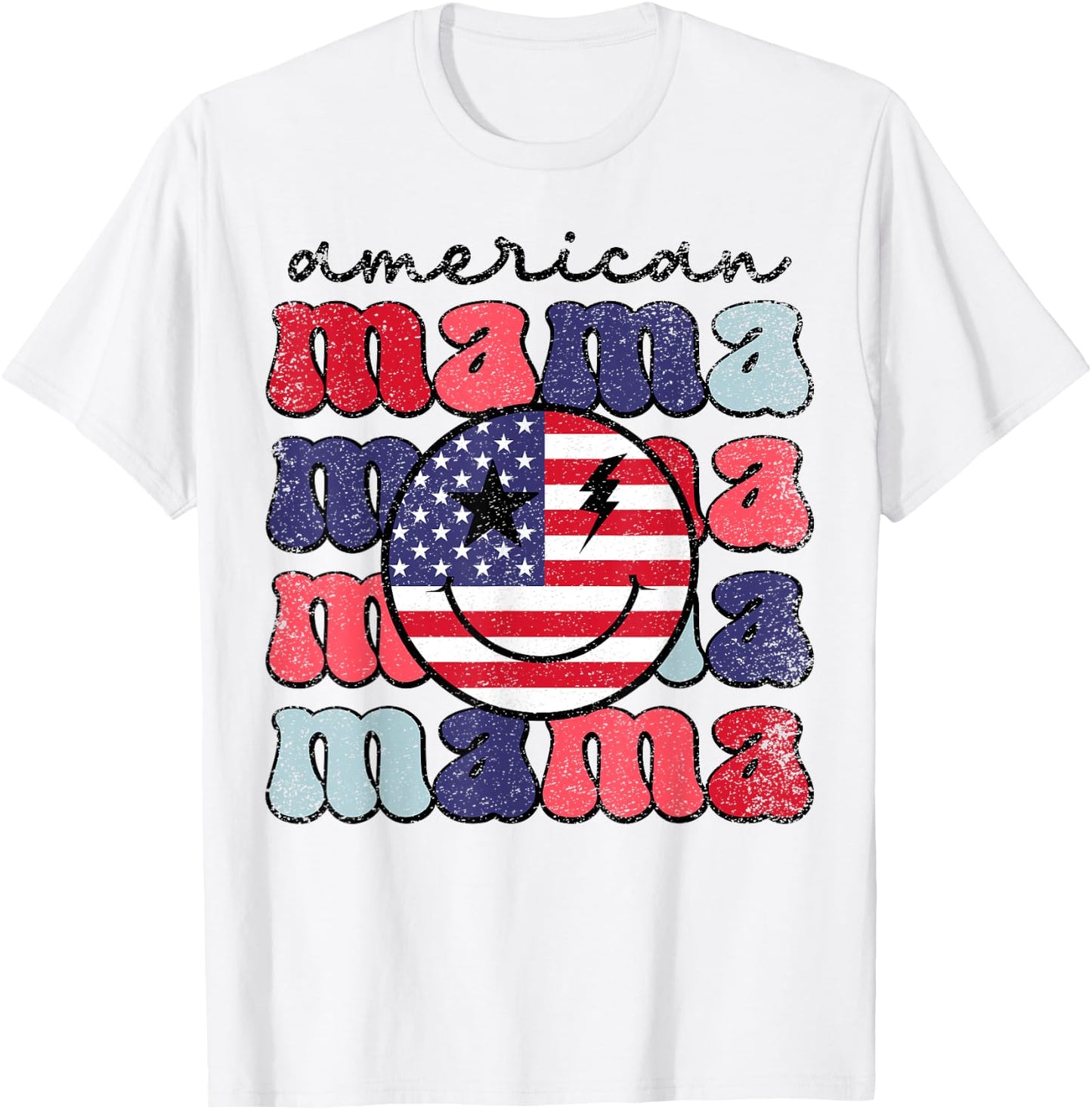 American Mama Retro USA Flag Patriotic Cute 4th Of July Men T-Shirt - T-Shirt | White