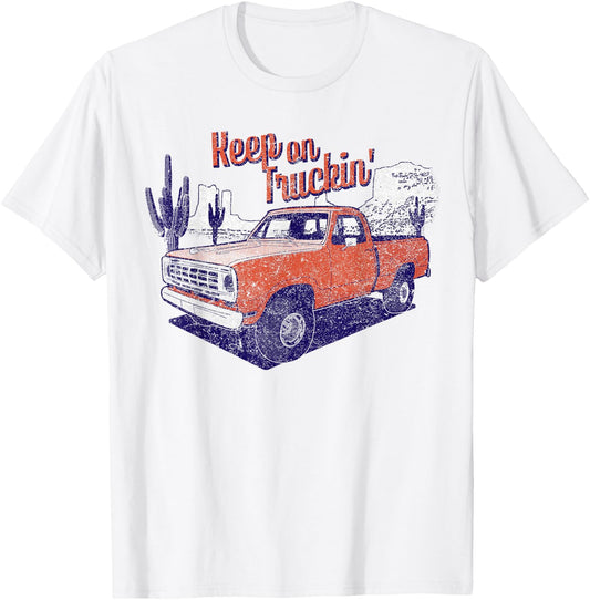 Keep on Truckin' Classic Square Body Pickup Vintage T-Shirt - T-Shirt | White