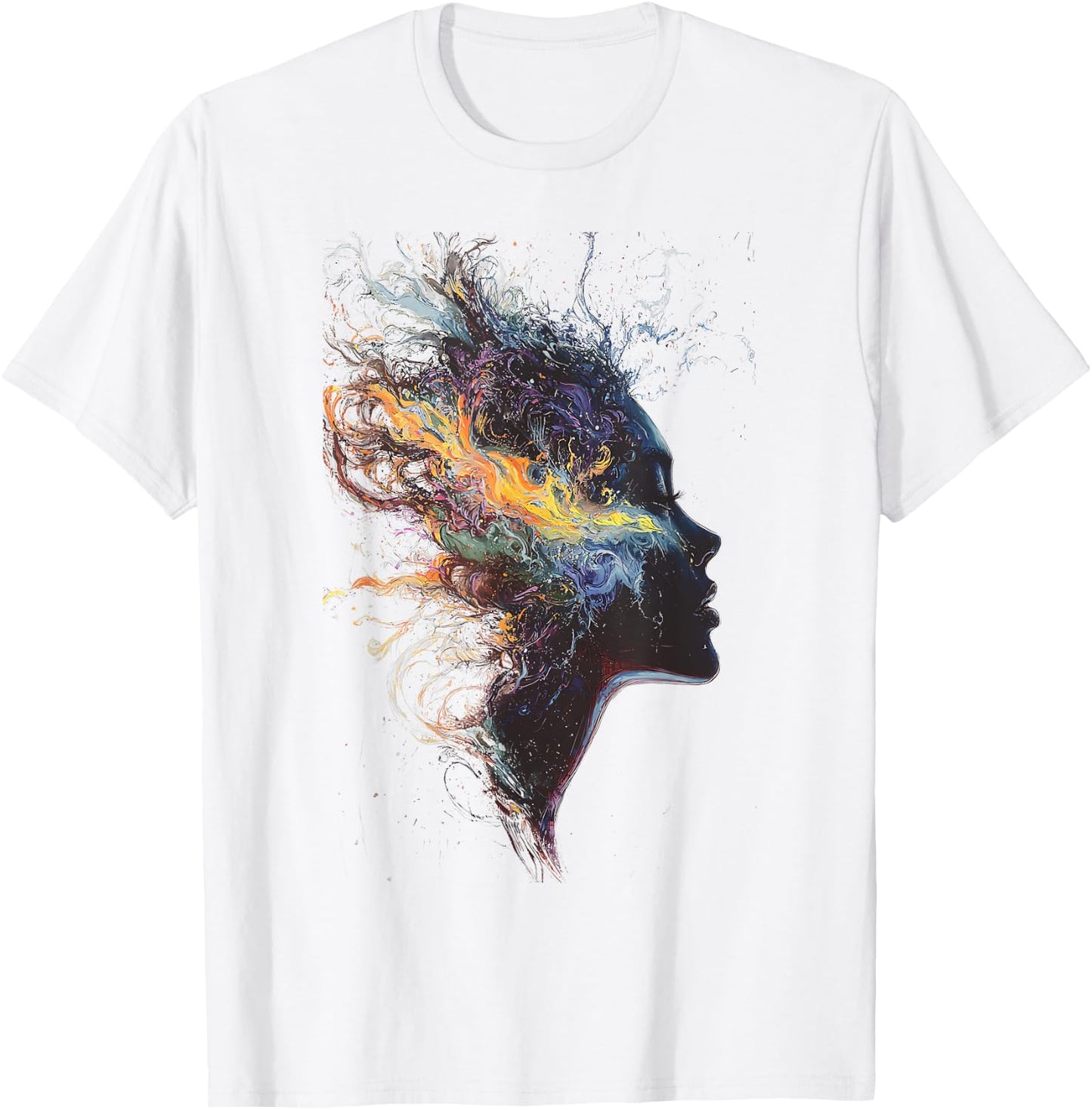 Graphic Design Artistic Colorful Abstract Woman Face Design T-Shirt - T-Shirt | White