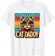 Cat Daddy Funny Cool Cat Father's Day Retro Cat Dad T-Shirt - T-Shirt | White