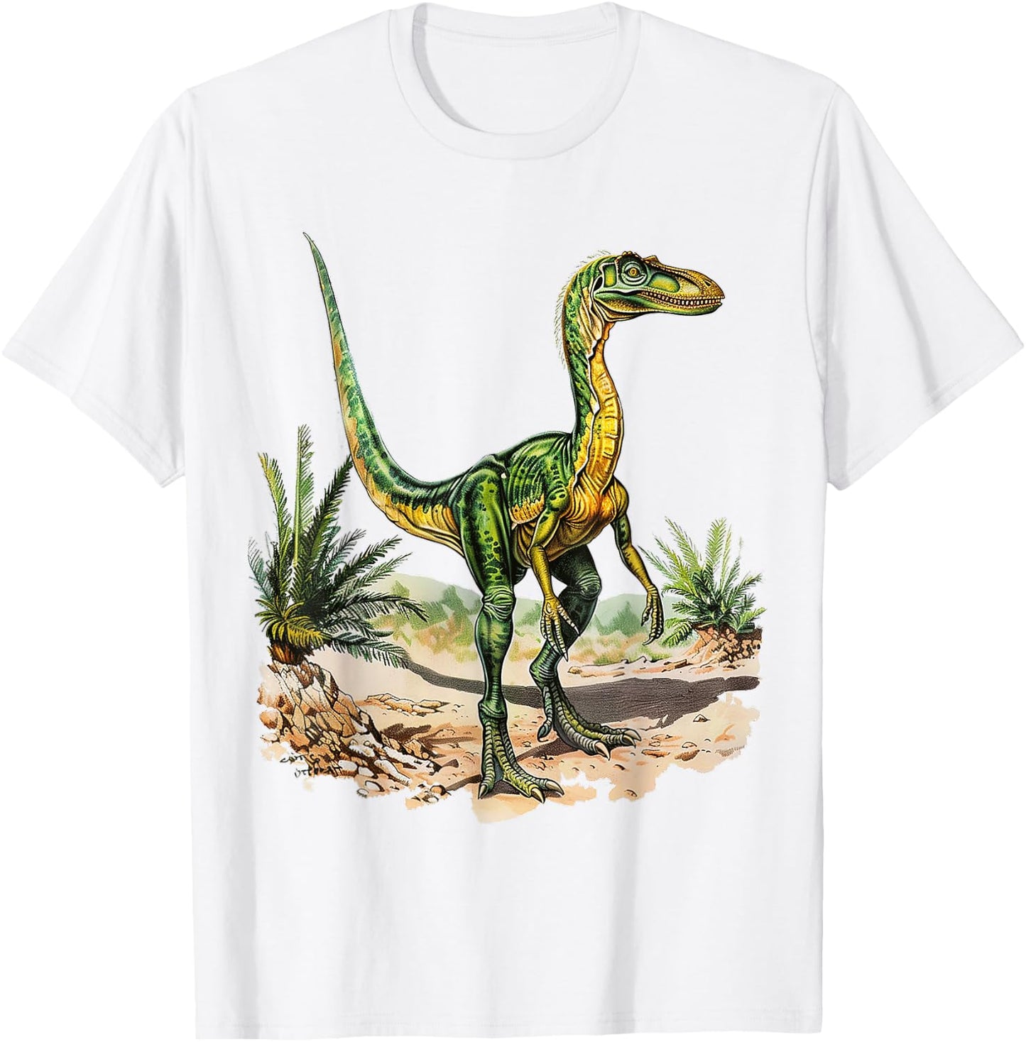 Compsognathus Dinosaur Graphic Illustration Compsognathus T-Shirt - T-Shirt | White