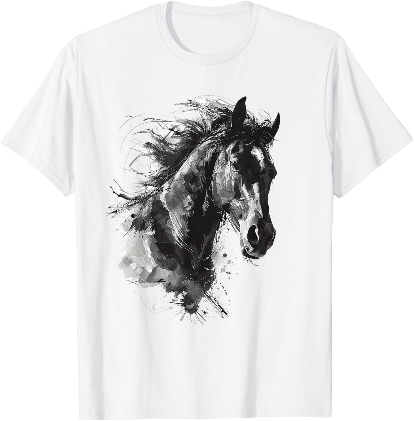 Horse Animal Print Zoo Abstract Illustration Drawing Horse T-Shirt - T-Shirt | White