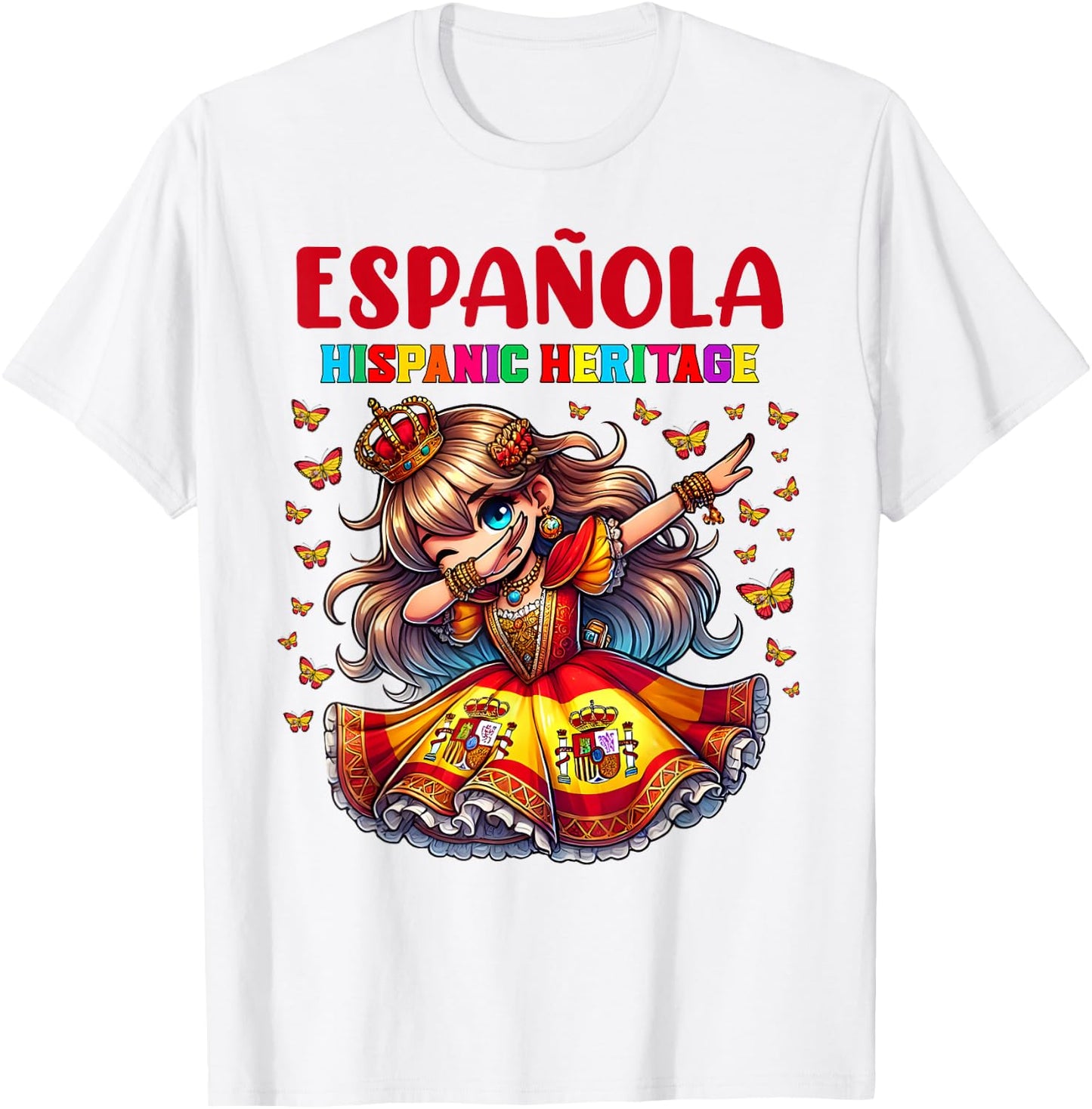 Spain Hispanic Heritage Month Celebration girls kids T-Shirt - T-Shirt | White