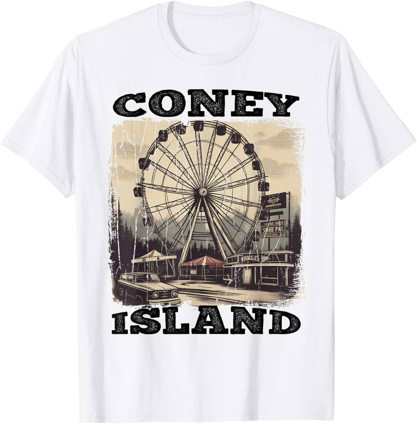 Vintage Ferris Wheel New York Coney Island Brooklyn T-Shirt - T-Shirt | White