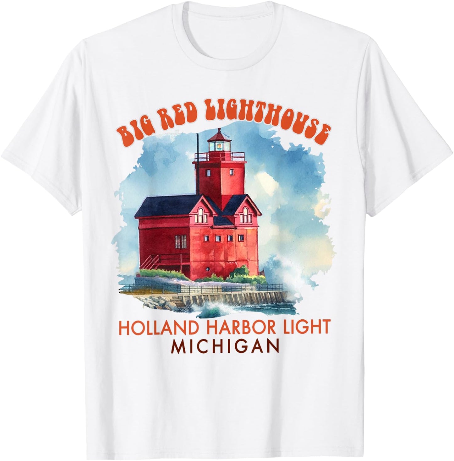 Big Red Lighthouse Holland Harbor Light Michigan Traveling T-Shirt - T-Shirt | White