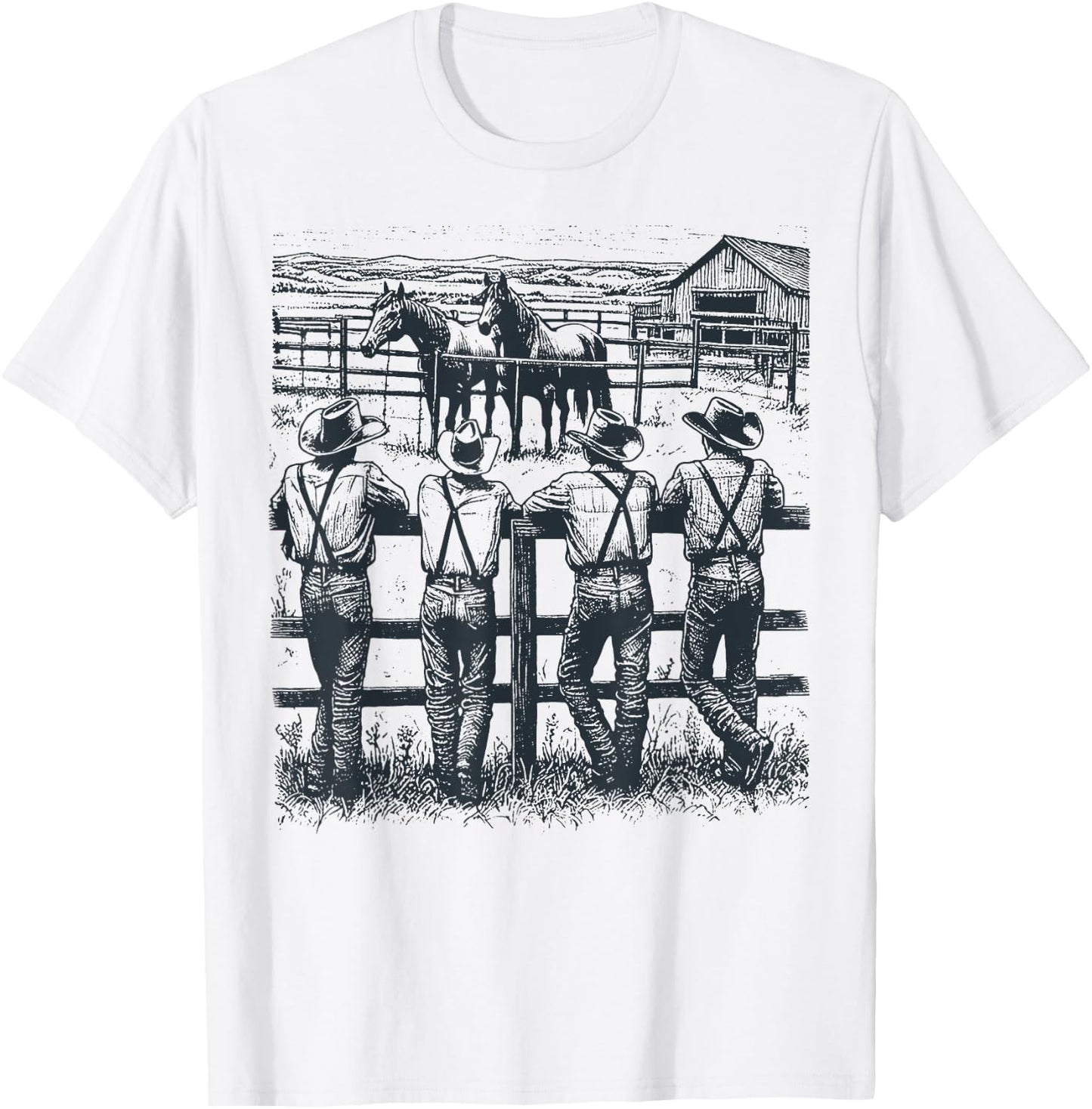 Western Country Rodeo Southern Vintage Cowboy Men Women Kid T-Shirt - T-Shirt | White