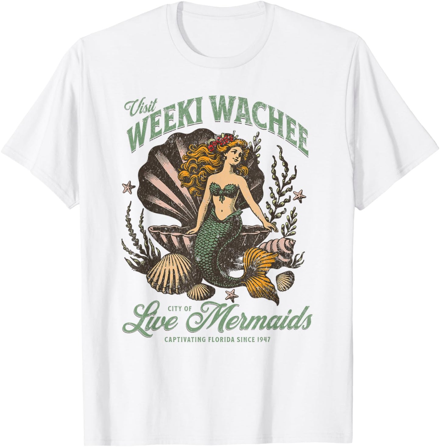 Visit Weeki Wachee City of Mermaids Florida 1947 Tourist T-Shirt - T-Shirt | White