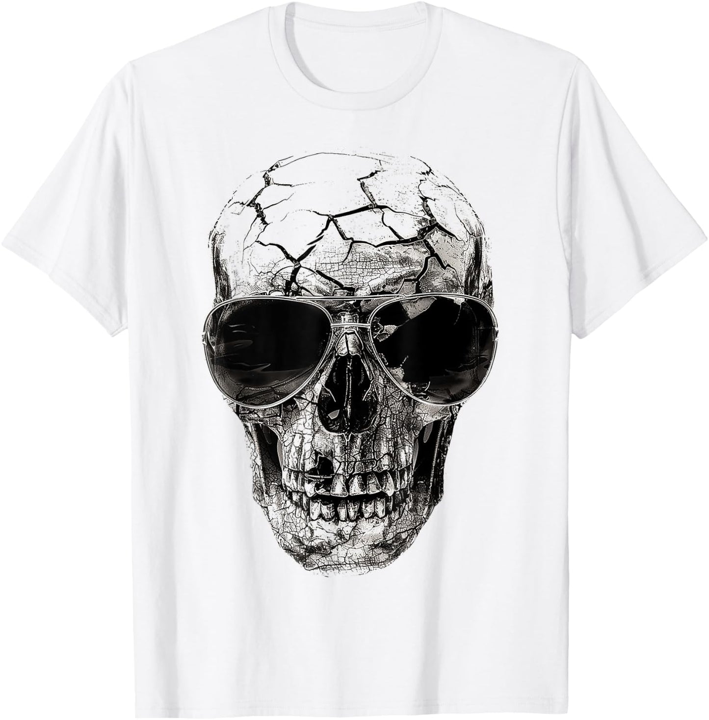 Skull Costume Halloween Spooky Sunglasses Art Skull T-Shirt - T-Shirt | White